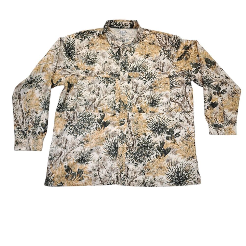 GameGuard Outdoors Shirt Mens 2XL Cactus Camo Long Sleeve Hunting Button Up